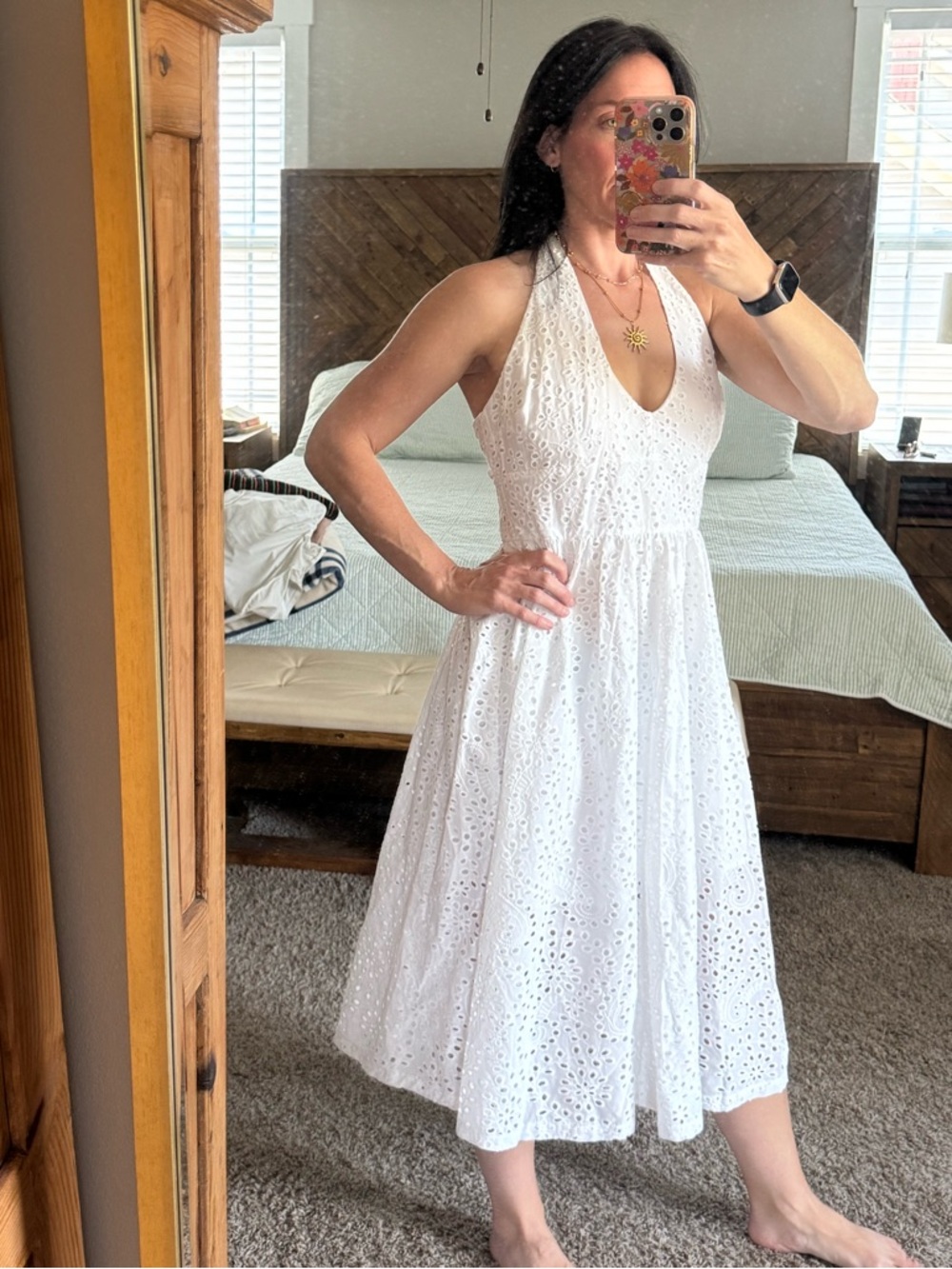 BB Dakota White Backless Eyelet Dress